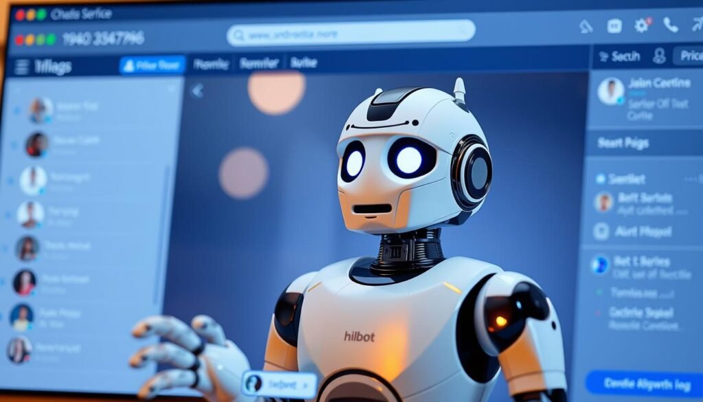 Imagem de um chatbot em uma interface de atendimento ao cliente Imagem de um chatbot em uma interface de atendimento ao cliente