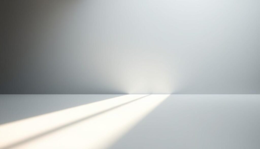 Uma composição elegante e minimalista que descreve os dois postulados fundamentais da teoria da relatividade de Einstein. Em primeiro plano, uma superfície branca intocada reflete um feixe de luz, representando a constância da velocidade da luz. No fundo, um vazio preto acentuado simboliza a relatividade do tempo e do espaço, com linhas sutis convergindo em direção a um ponto de fuga. A iluminação suave e direcional lança sombras dramáticas, evocando uma sensação de investigação científica e descoberta. O tom geral é de simplicidade elegante, permitindo que os princípios principais brilhem sem distração.